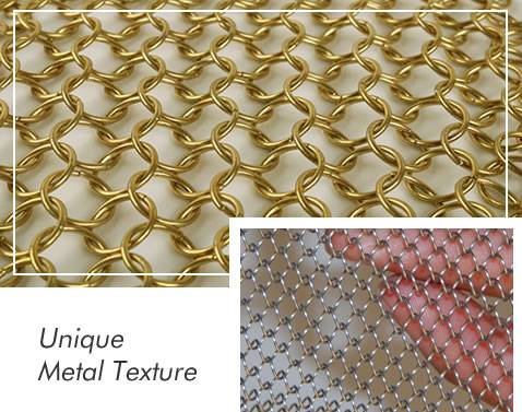Details about ring mesh curtain sample and metal coil curtain sample.
